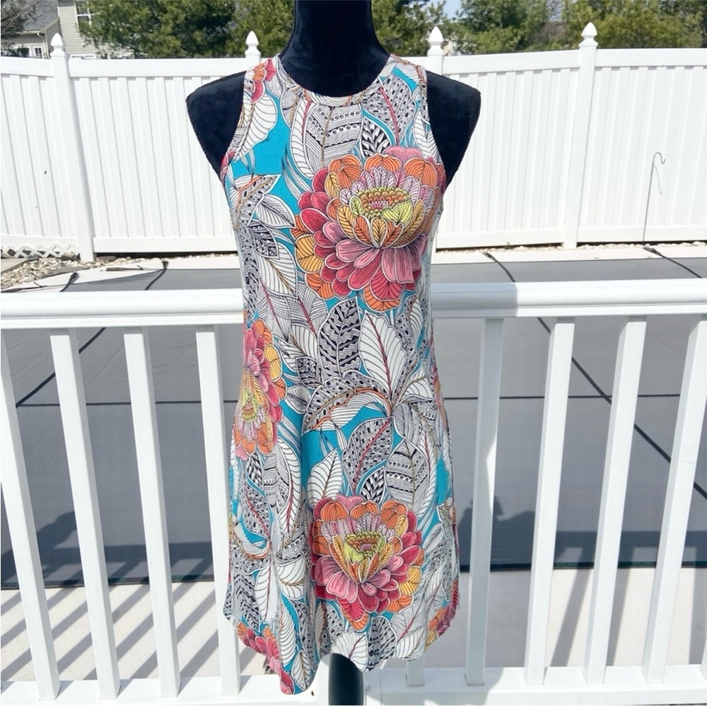 Trina Turk Multicolor Floral Succulent Sleeveless Shift Dress Size XS
